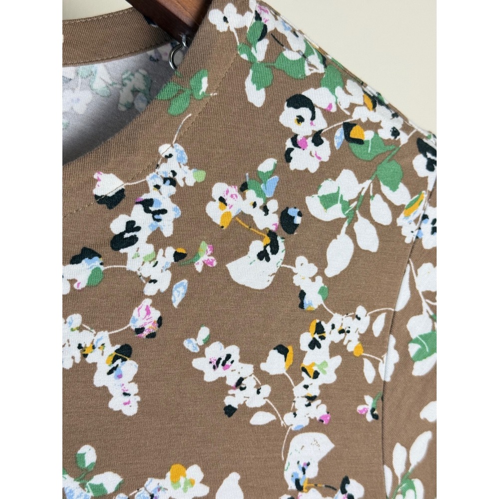 J.Jill Women Floral Crew Neck Supima Luxe Tunic Top Brown Boho sz 3X Stretch - Picture 7 of 13